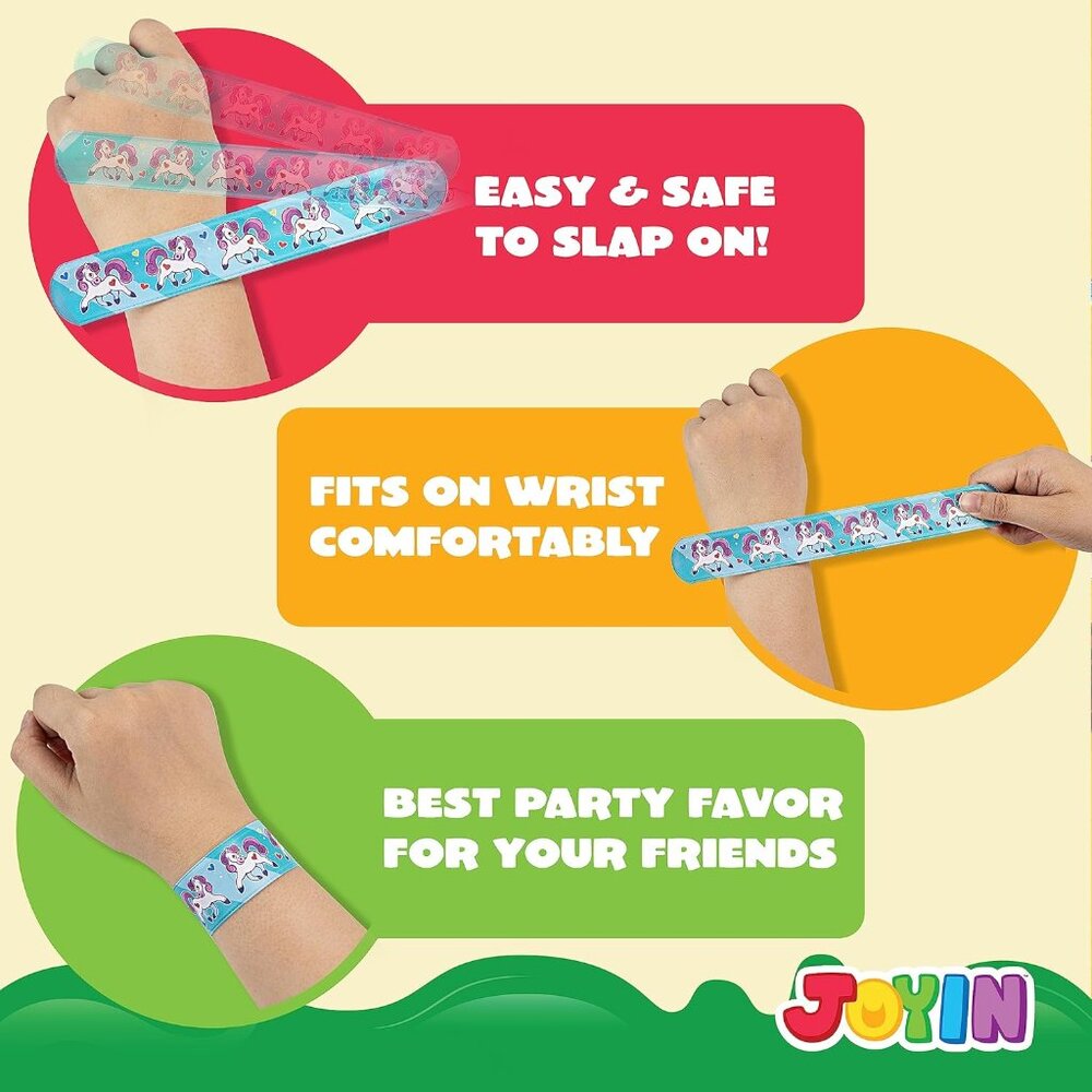 144 Pcs Slap Bracelets for Kids, Bulk Wristbands with Animals, Friendship, Heart - Picture 4 of 8